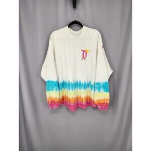 Disneyland Resort Spirit Jersey Shirt Womens XL Rainbow Tie Dye Long Sleeve